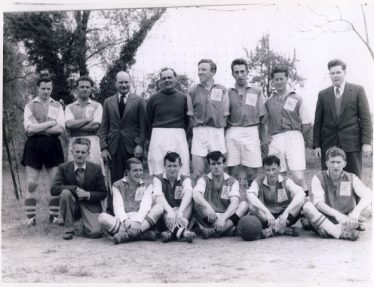 Photo 5:  Meldreth Football Club 1959/60<br> Back Row Derek Gooch, Rodney Plumb, Tom Harland, Harry Jude, Bryn Jones, Ivan Jacklin, Michael Peveley, John Sims. <br>Front Row Paul Rogers, Ronnie Hunt, Barry Pammenter, Michael Rogers, ??