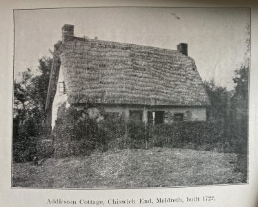 Addlestone Cottage, Chiswick End, Meldreth built 1722 | From Richard Willowes, Vicar of Meldreth by W M Palmer