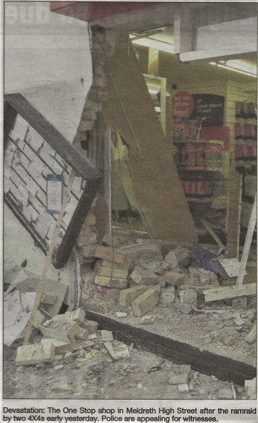 The One Stop Shop in Meldreth High Street after the ramraid by two 4x4s on 19th January 2005 | Roger Adams, Cambridge News