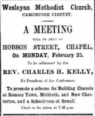 Announcement in the Cambridge Evening News, 19th February, 1903 | Cambridge evening News