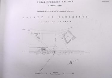 Plans for the abolition of the 'level crossing' and the construction of a footbridge at Meldreth and Melbourn Station dated 1889 | Cambridge Record Office