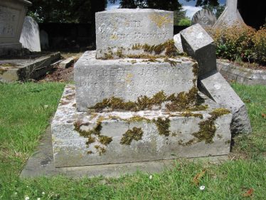 Albert Jarman's gravestone in Holy Trinity churchyard. The inscription reads, 