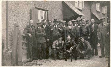 Eustace Waldock, second from right, middle row, with other 'regulars' outside the British Queen in the 1940s | Photograph supplied by Sylvia Gipson