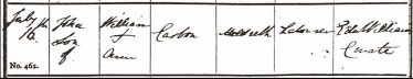 The baptism record of John Casbon, Meldreth 1843 | Supplied by Jon Casbon