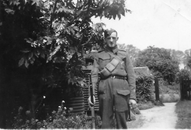 Corporal Leslie Pepper in Home Guard uniform, pictured in the garden of his Allerton Terrace home | Photo supplied by Brian Pepper