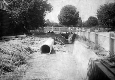 Sheene Corner during improvements to drainage etc. ~1936 | Cambridge Antiquarian Society Lantern Slide