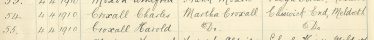 The admissions register entry, showing that Harold and his brother, Charles, were both admitted to the school on it's opening day | Photograph courtesy of Meldreth Primary School