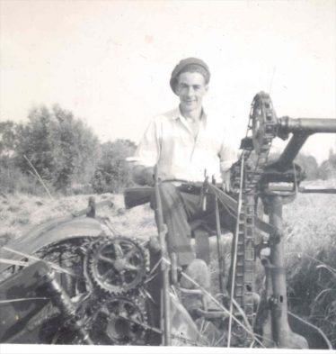 Dennis Pepper as a young man possibly carrying the same gun he used as a boy to scare the birds from the cherry trees.  Look at the unguarded machinery, something health and safety wouldn't allow today. | Dennis Pepper