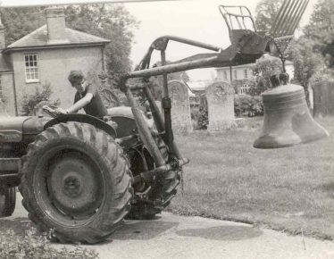 David Pepper with the sixth bell | Photograph supplied by John Gipson