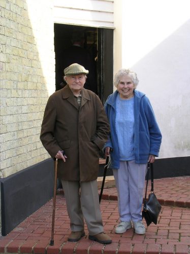 Mary with her brother Eric, pictured on a visit to Topcliffe Mill in 2007 | Photograph by Kathryn Betts