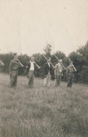 The Home Guard in Meldreth.  Leslie Pepper is on the far right. | Photograph supplied by Brian Pepper