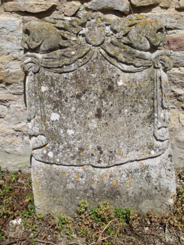 The gravestone of William Surples: Here lieth/ Body of WILLIAM SURPLES/ of Meldreth in the County of/ Cambridge. Yeoman who died (June 2) 1691/Aged .. years leaving/ issue 4 daughters/MARY, SARAH SURPLES/ELIZABETH SUSANNAH | Photograph by Malcolm Woods