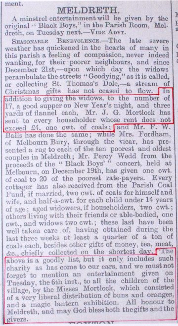 The Widows Annual Supper in 1891 The Widows Annual Supper in 1891 | Royston Crow January 16th 1891