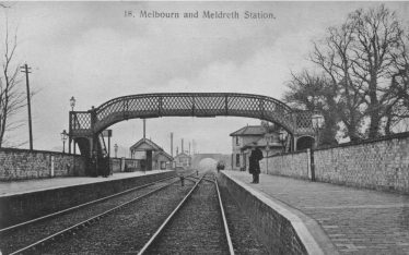 Meldreth and Melbourn Station ~1905.  Note the points which allowed trains on the 'Up' (London) line to cross the tracks to enter the goods yard beside the railway. | Brian Clarke