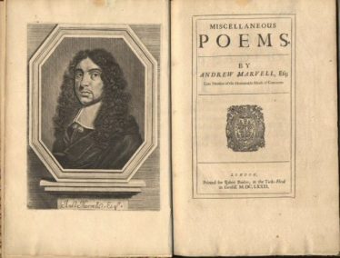 Andrew Marvell, poet 1621 - 1678 | Andrew Marvell, Miscellaneous poems, 1681, University of Leeds Library.