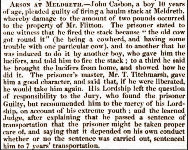 Arson at Meldreth | Bury and Norwich Post, Wednesday 28th July 1852