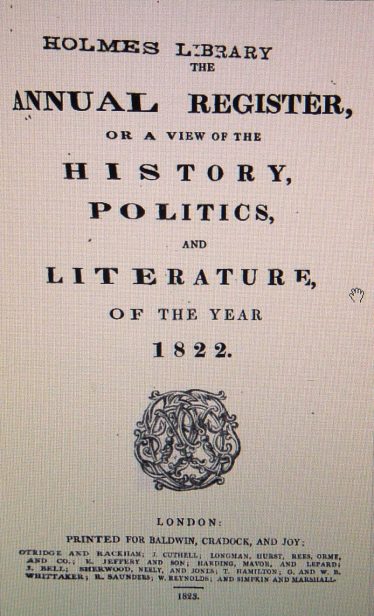 The Annual Register, or a view of the History, Polictics and Literature of the year 1822, compiled by Edmind Burke | Google Books