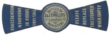 Phillips of Royston Bottle Top Label | Photo courtesy of Royston Museum