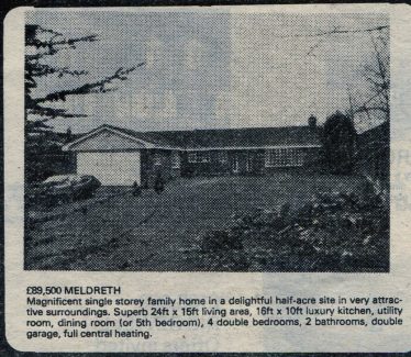 Advert (1984) for the sale of a bungalow built on the orchard originally owned by George Palmer | Unknown local paper