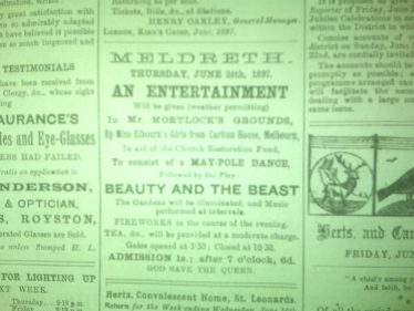 An 'Entertainment' in Meldreth Court Gardens An 'Entertainment' in Meldreth Court Gardens | Royston Crow June 24th 1897