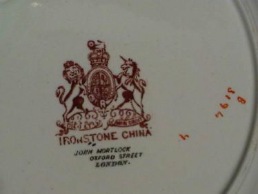 Mark of John Mortlock on the bottom of the Ashworth Mason Ironstone China plates | eBay Photograph