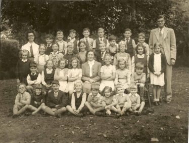 <b>The Entire School in 1948</b><br> Back row, from left: ?, Trevor Jude, Bryn Jones, Robert Webb, Stanley Pateman, Brian Pepper, Michael Hunt, Alan Chamberlain, Heydon Jones, ?<br> Second row, from left: Sheila Clarke, Ann Day, Diana Burgess, John Salmon, Joan Jacklin, Peter Oakman, Beryl Burling, Caroline May, Judith Pearmain<br> Third row, from left: Brian Mead, Arlene Howell, Ruth Adams, Christine Hart, Miss Broughton, Barbara Cox, Felicity Bowen, Ronnie Hunt<br> Front row, from left: Colin Mead, Shirley Hunt, Orton Radford, Phyllis Burling, Ronald Winter, Rita Rumble, Brian Clarke, Barry Clarke | Photograph supplied by Brian Clarke