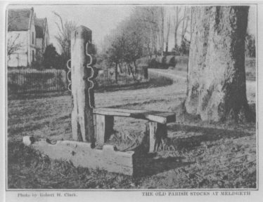 The remains of the stocks and whipping post, 1903 or earlier | Robert H Clark Postcard