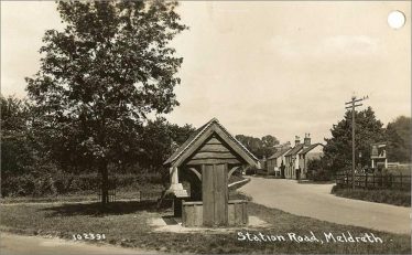 Looking towards The Railway Tavern from the War Memorial ~1930 | Bells Postcard