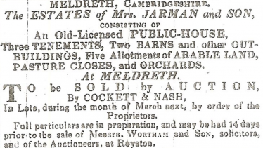 Advertisement for the sale of the Jarman business and other possessions, 1845 | Cambridge Chronicle, 8th March 1845